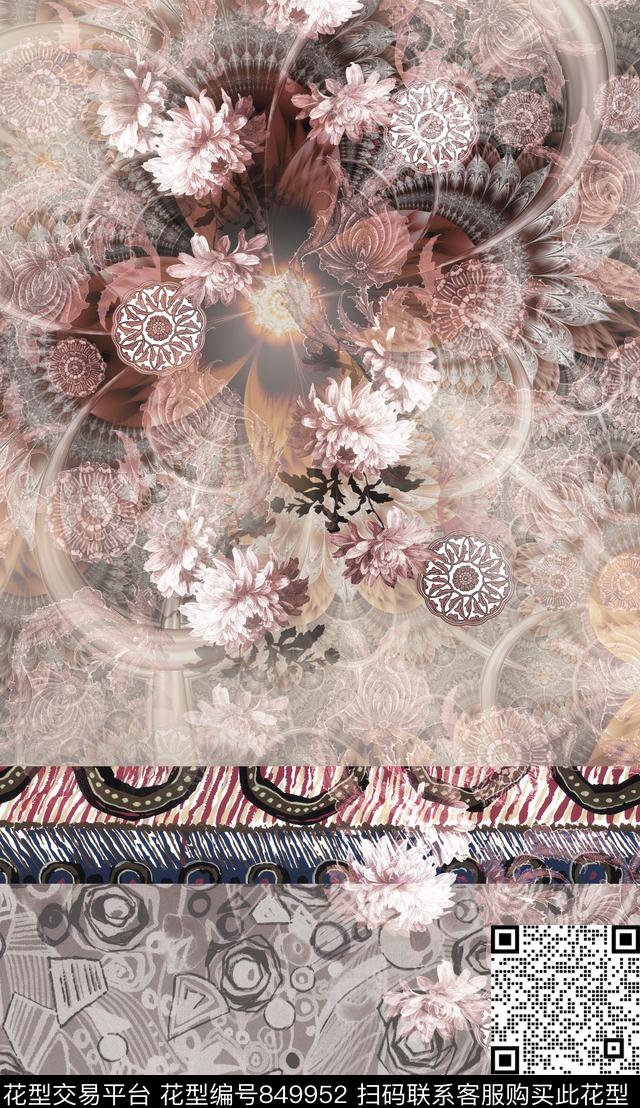 水彩民族风波西米亚数码印花华亿平台下载（图片编号: 849952） - 瓦栏（Walan）