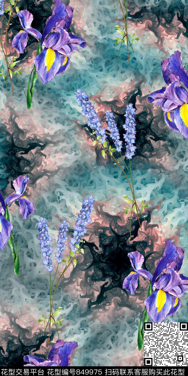 乱花曼陀罗罂粟花数码印花华亿平台下载（图片编号: 849975） - 瓦栏（Walan）