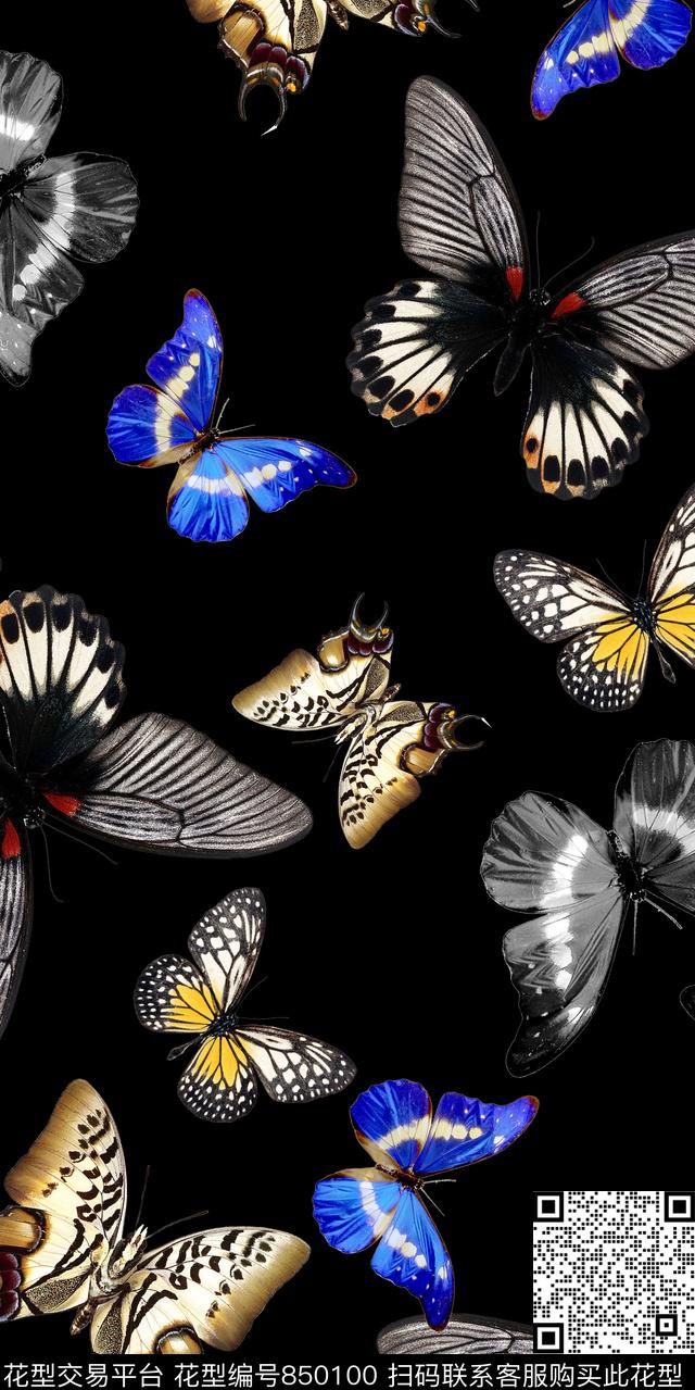 蝴蝶昆虫鸟数码印花华亿平台下载（图片编号: 850100） - 瓦栏（Walan）