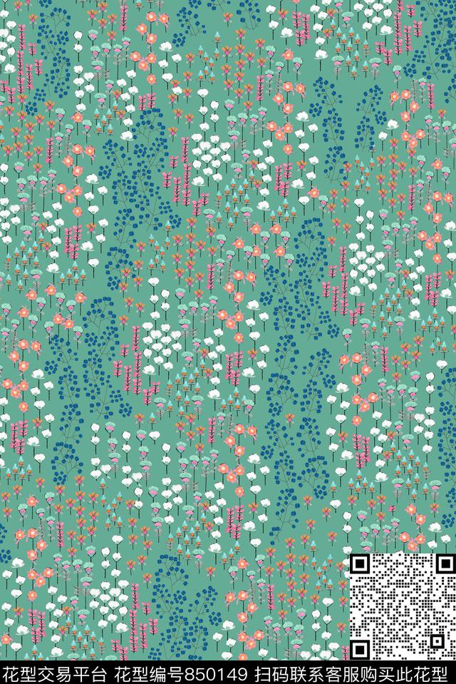 小碎花花朵花卉传统印花华亿平台下载（图片编号: 850149） - 瓦栏（Walan）