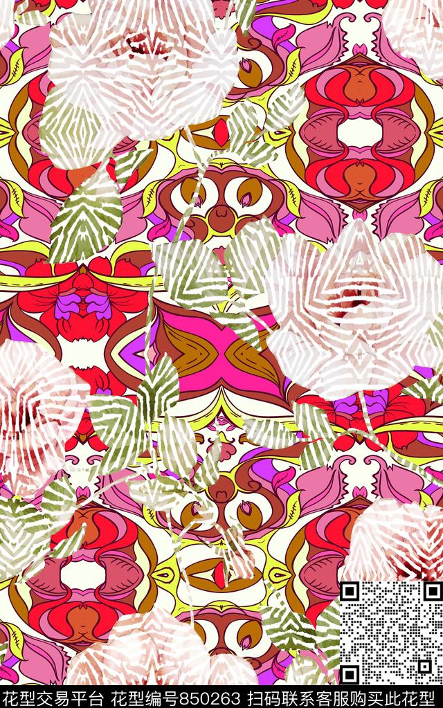 波西米亚中国风民族风数码印花华亿平台下载（图片编号: 850263） - 瓦栏（Walan）