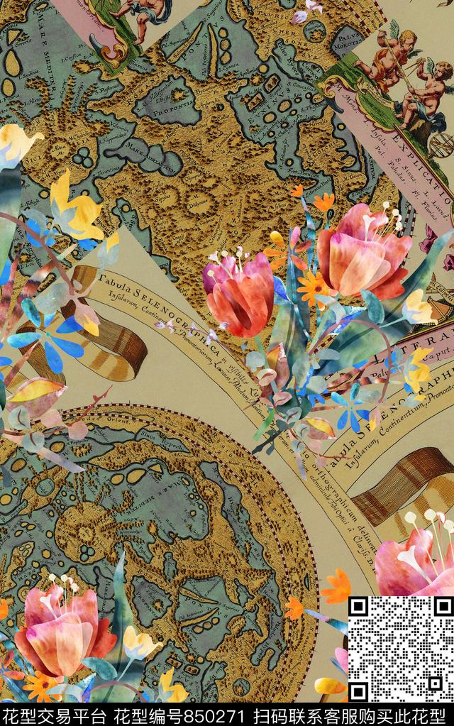 水彩花朵花卉数码印花华亿平台下载（图片编号: 850271） - 瓦栏（Walan）