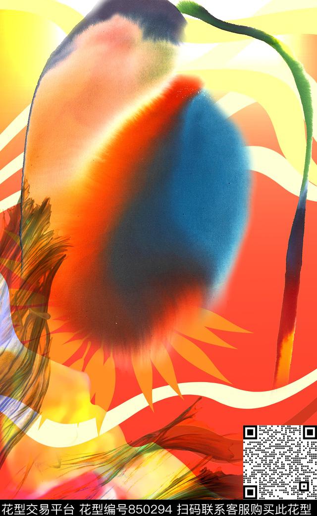 大花花朵花卉数码印花华亿平台下载（图片编号: 850294） - 瓦栏（Walan）