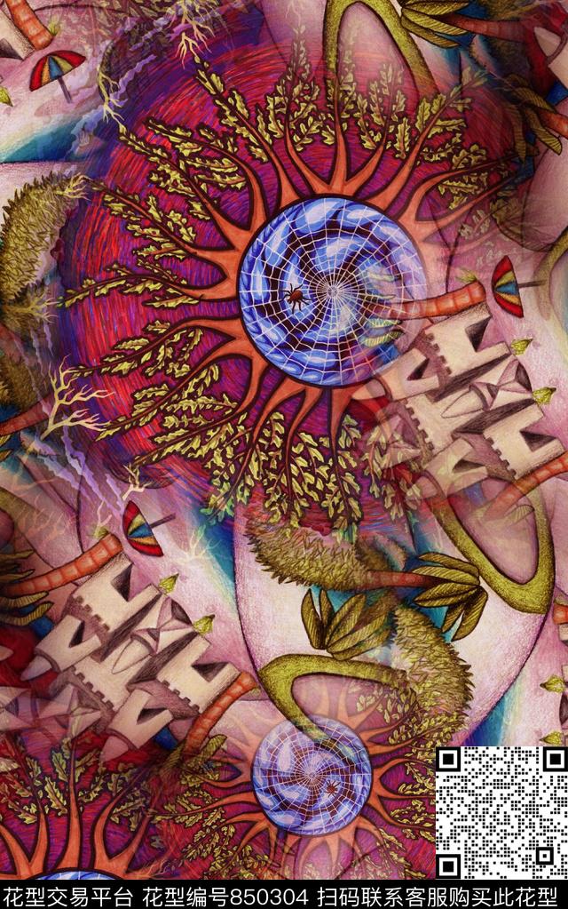 波西米亚中国风民族风数码印花华亿平台下载（图片编号: 850304） - 瓦栏（Walan）