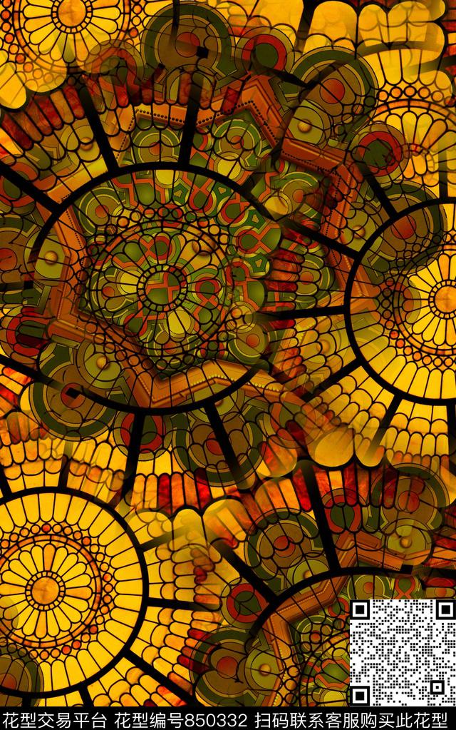 中国风花卉波西米亚数码印花华亿平台下载（图片编号: 850332） - 瓦栏（Walan）