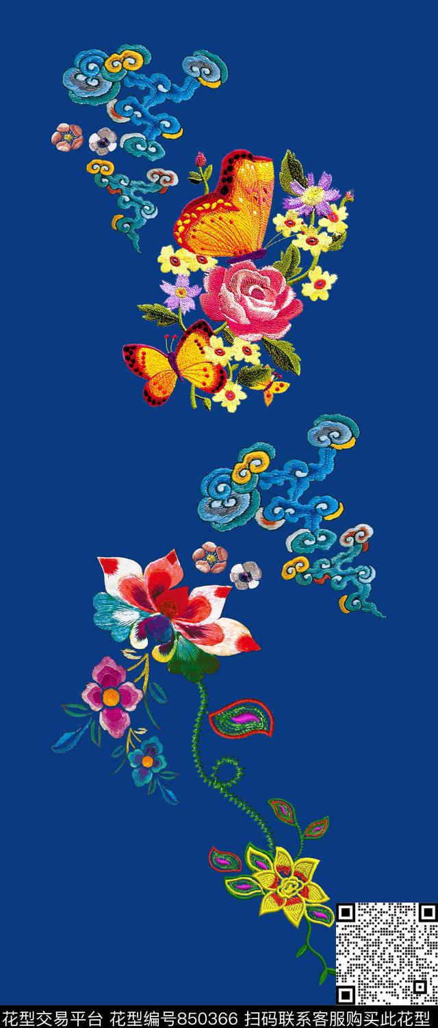 数码印花绣花花卉数码印花华亿平台下载（图片编号: 850366） - 瓦栏（Walan）