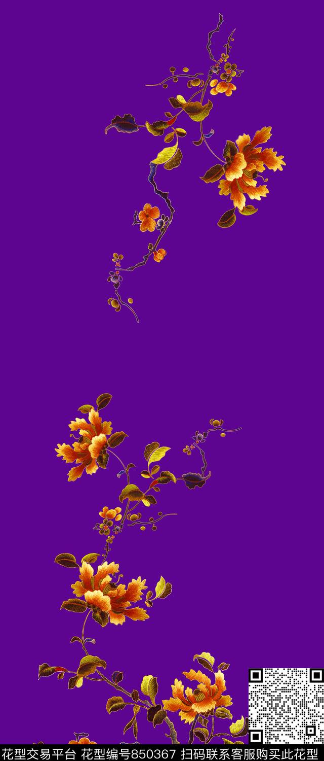 数码印花绣花花卉数码印花华亿平台下载（图片编号: 850367） - 瓦栏（Walan）