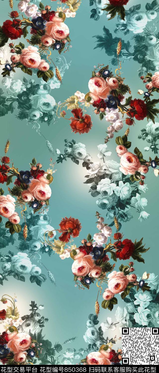 数码印花花卉油画数码印花华亿平台下载（图片编号: 850368） - 瓦栏（Walan）