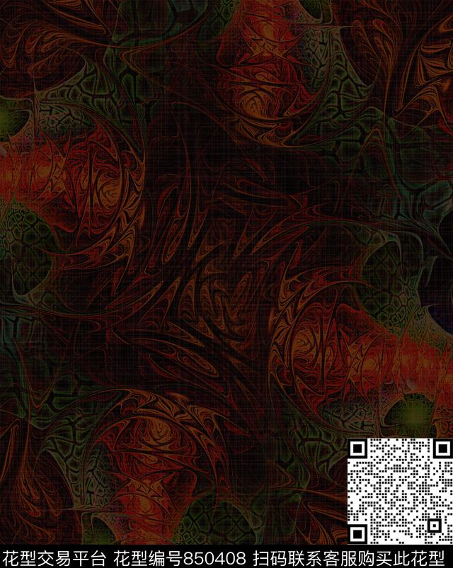 清新风波浪条纹抽象创意数码印花华亿平台下载（图片编号: 850408） - 瓦栏（Walan）