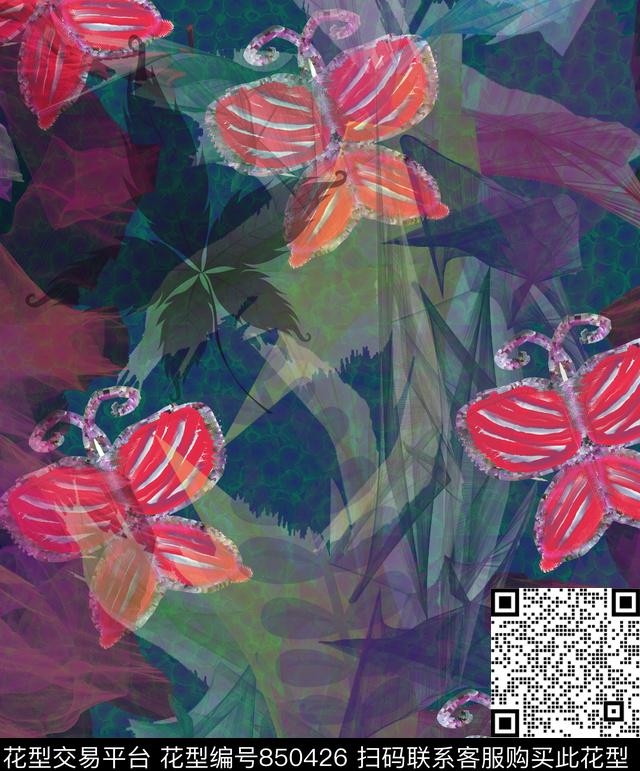 条纹昆虫手绘原创数码印花华亿平台下载（图片编号: 850426） - 瓦栏（Walan）