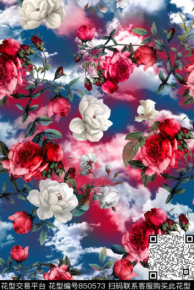 幻彩花卉花朵数码印花华亿平台下载（图片编号: 850573） - 瓦栏（Walan）