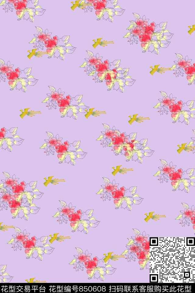 花卉适用可爱传统印花华亿平台下载（图片编号: 850608） - 瓦栏（Walan）