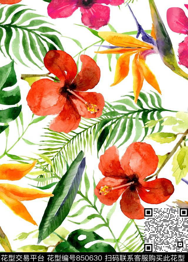 大花花卉花朵数码印花华亿平台下载（图片编号: 850630） - 瓦栏（Walan）