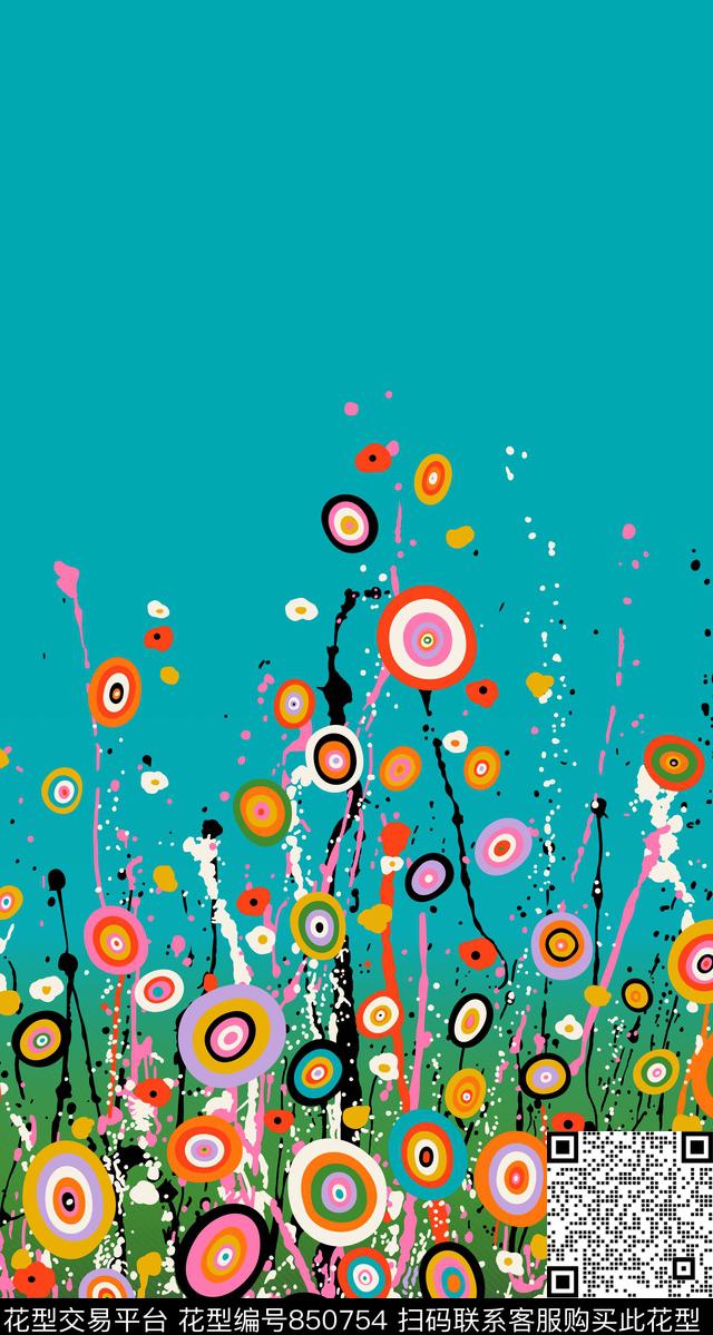 水彩墨点线条点子小花抽象油画点传统印花华亿平台下载（图片编号: 850754） - 瓦栏（Walan）