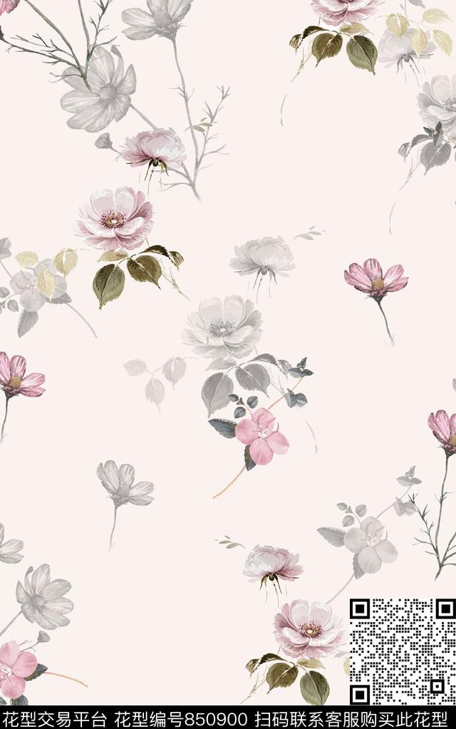 小碎花花朵花卉数码印花华亿平台下载（图片编号: 850900） - 瓦栏（Walan）