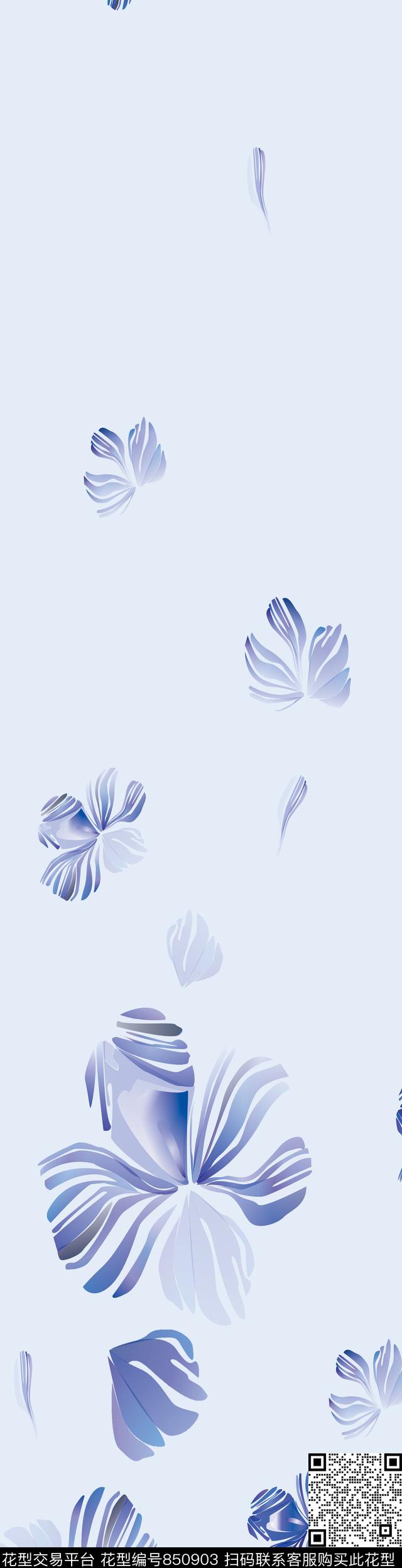 花瓣叶子花卉数码印花华亿平台下载（图片编号: 850903） - 瓦栏（Walan）