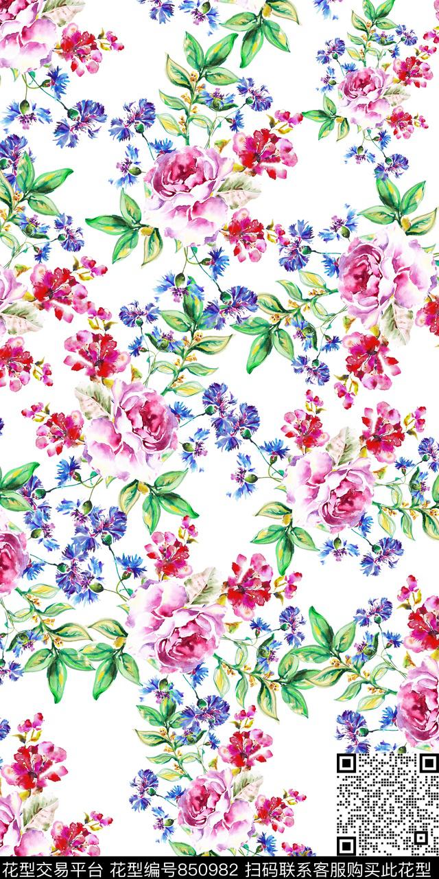 花卉小碎花花朵数码印花华亿平台下载（图片编号: 850982） - 瓦栏（Walan）