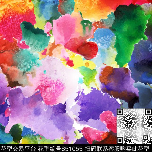 不规则云彩手绘花卉欧式数码印花华亿平台下载（图片编号: 851055） - 瓦栏（Walan）