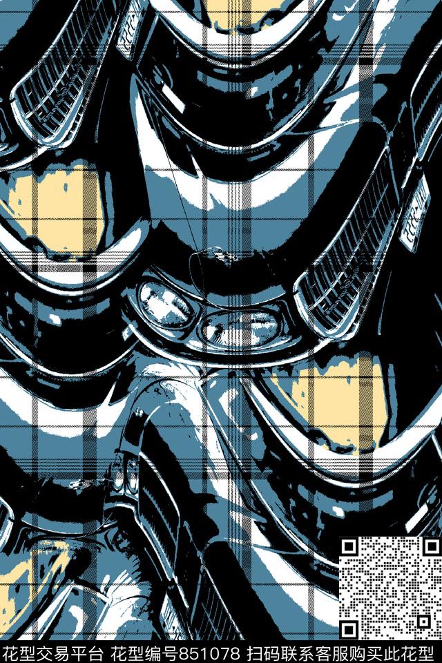 抽象纹理格子男装夹克华亿平台传统印花华亿平台下载（图片编号: 851078） - 瓦栏（Walan）