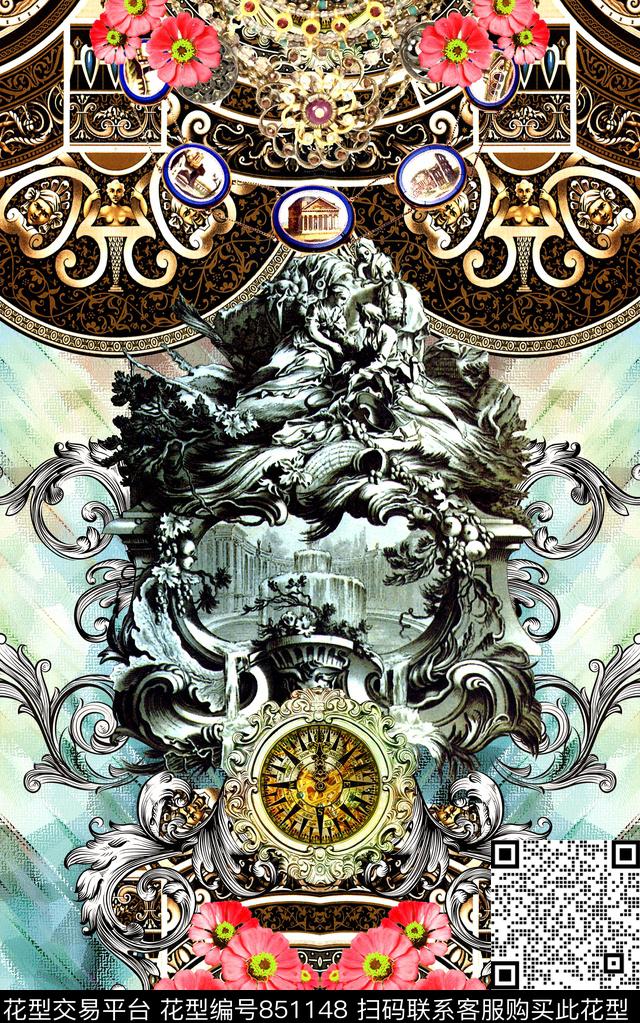 休闲卷草首饰数码印花华亿平台下载（图片编号: 851148） - 瓦栏（Walan）