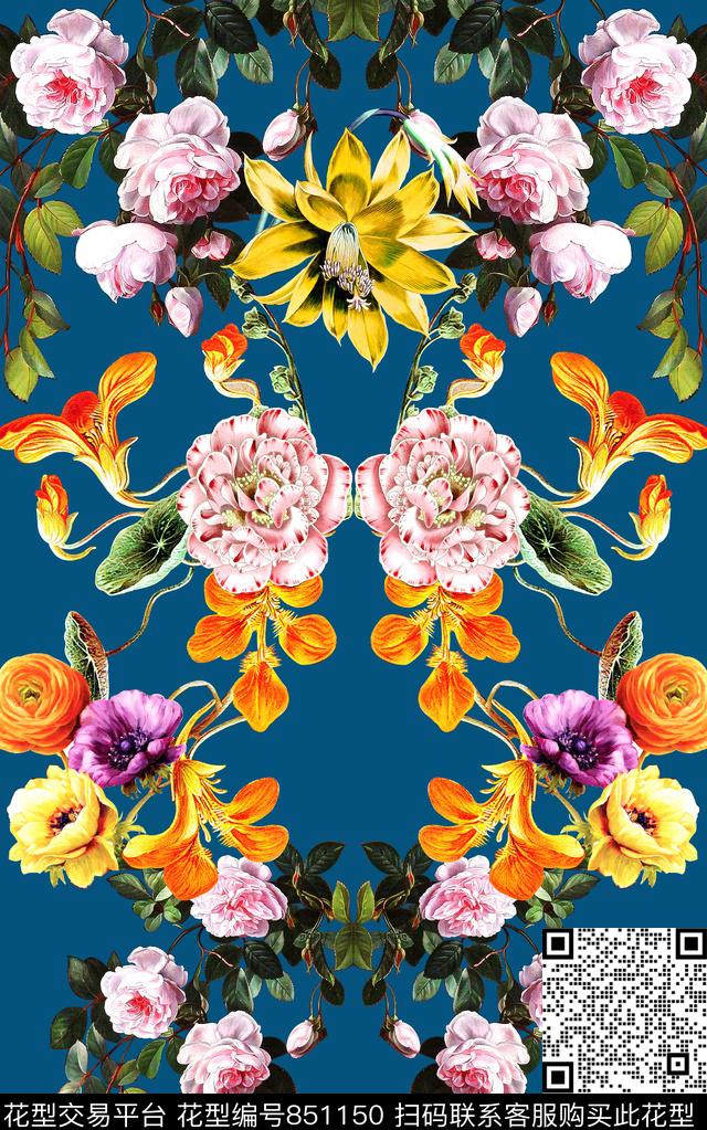 时尚手绘油画数码印花华亿平台下载（图片编号: 851150） - 瓦栏（Walan）