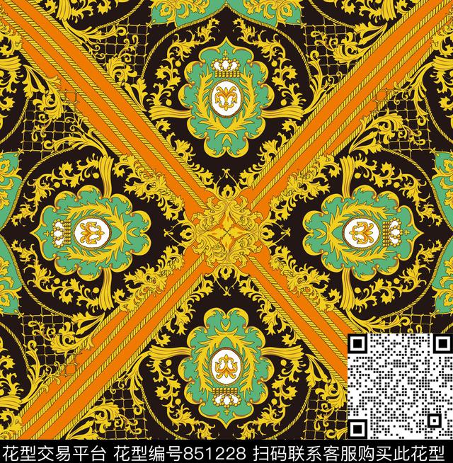 宫廷风欧美欧式数码印花华亿平台下载（图片编号: 851228） - 瓦栏（Walan）