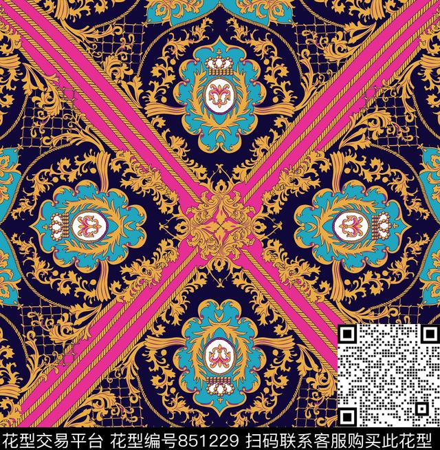 宫廷风欧美欧式传统印花华亿平台下载（图片编号: 851229） - 瓦栏（Walan）