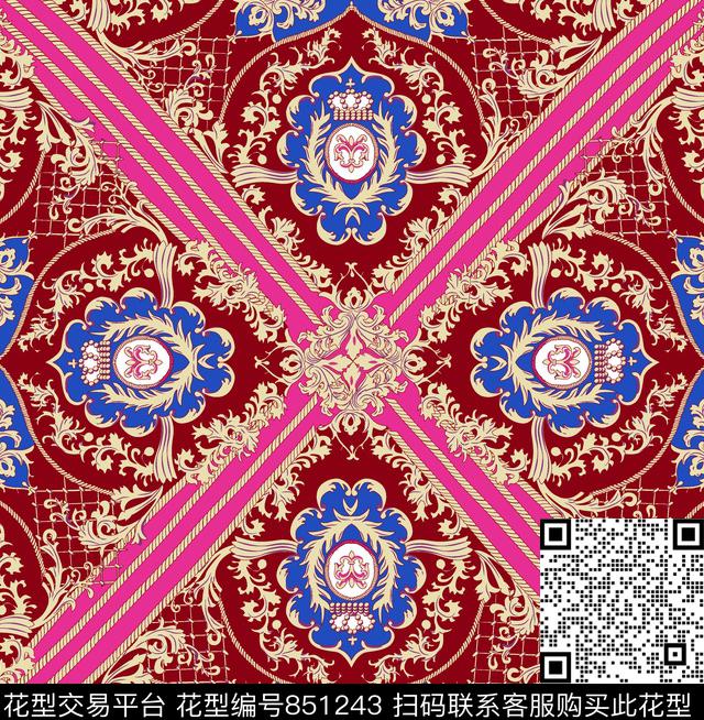 宫廷风欧美欧式数码印花华亿平台下载（图片编号: 851243） - 瓦栏（Walan）