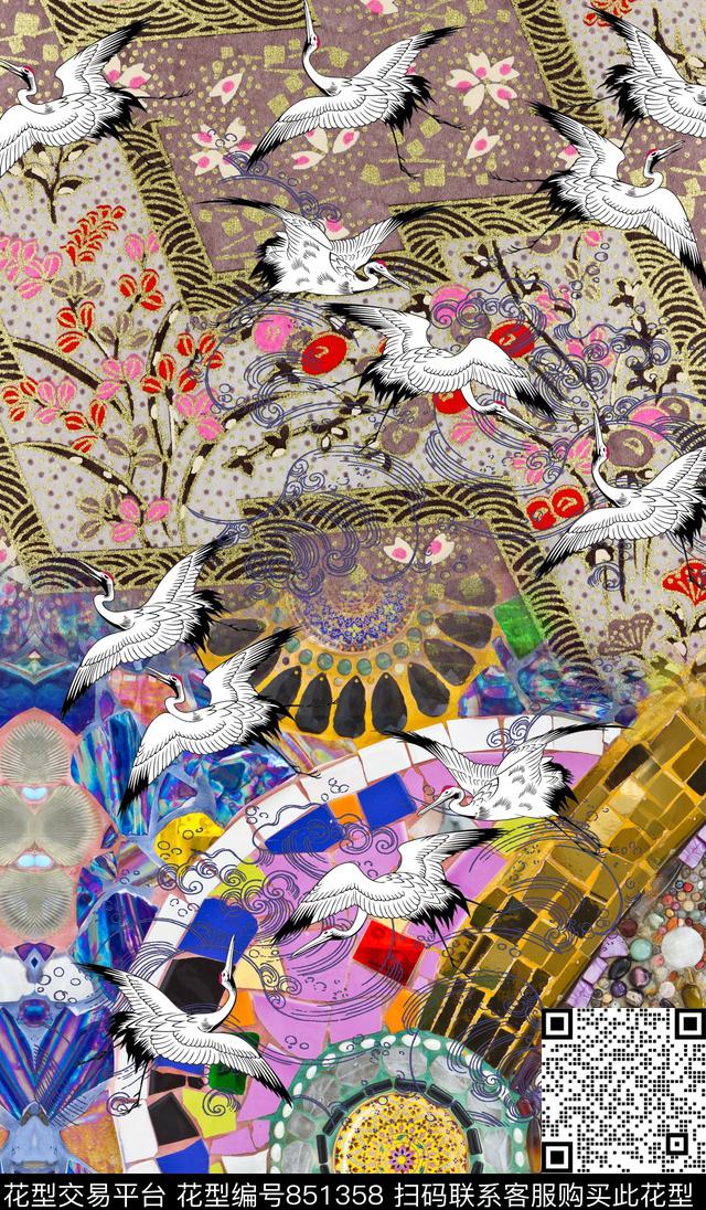 鹤烫金珠宝数码印花华亿平台下载（图片编号: 851358） - 瓦栏（Walan）