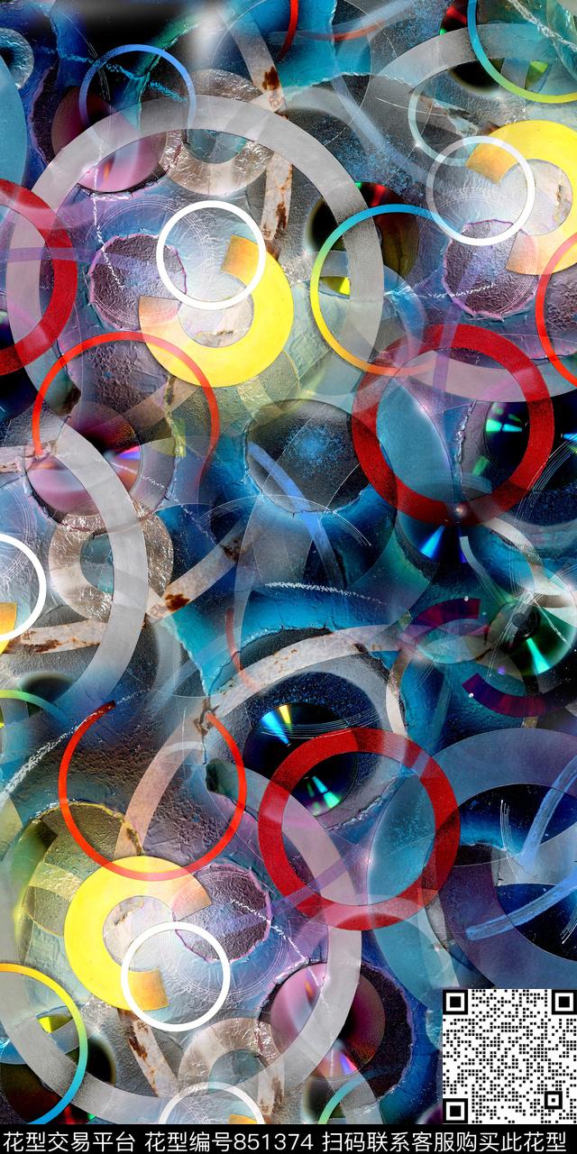 数码几何抽象数码印花华亿平台下载（图片编号: 851374） - 瓦栏（Walan）