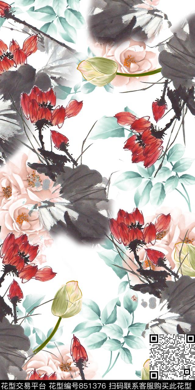 乱花花朵花卉数码印花华亿平台下载（图片编号: 851376） - 瓦栏（Walan）