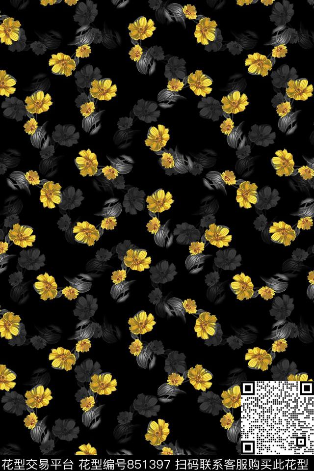 花卉女装小碎花数码印花华亿平台下载（图片编号: 851397） - 瓦栏（Walan）