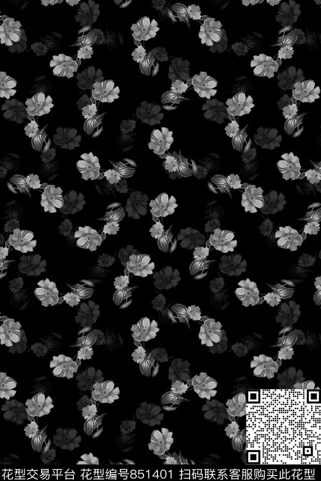 花卉女装小碎花数码印花华亿平台下载（图片编号: 851401） - 瓦栏（Walan）