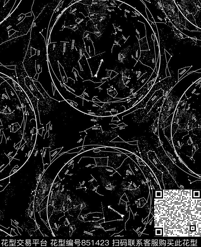 星座星空星图传统印花华亿平台下载（图片编号: 851423） - 瓦栏（Walan）