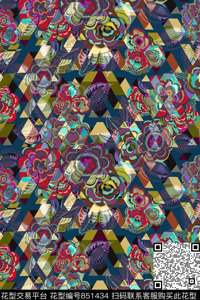 小碎花花朵花卉传统印花华亿平台下载（图片编号: 851434） - 瓦栏（Walan）