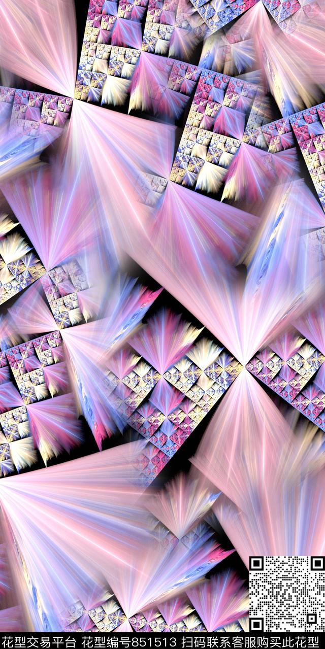 趣味分形艺术炫彩数码印花华亿平台下载（图片编号: 851513） - 瓦栏（Walan）