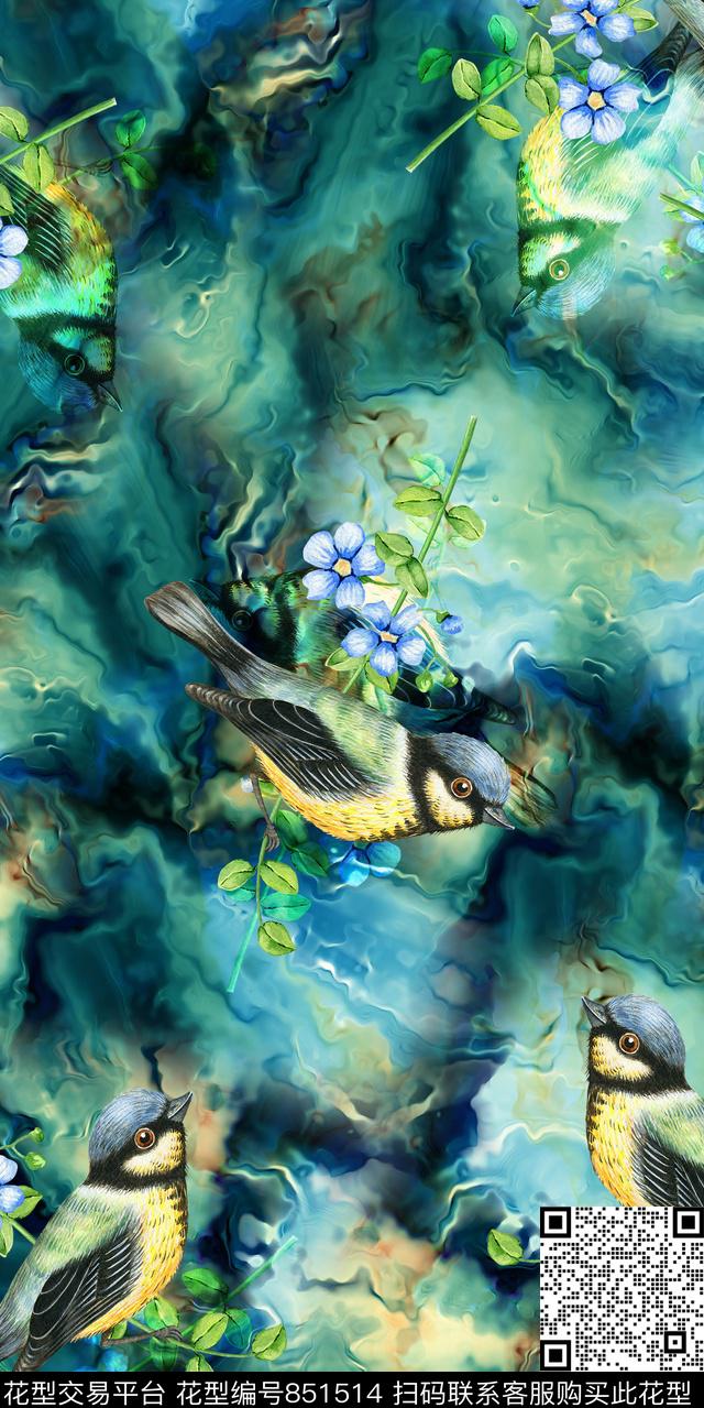 花鸟花卉趣味数码印花华亿平台下载（图片编号: 851514） - 瓦栏（Walan）