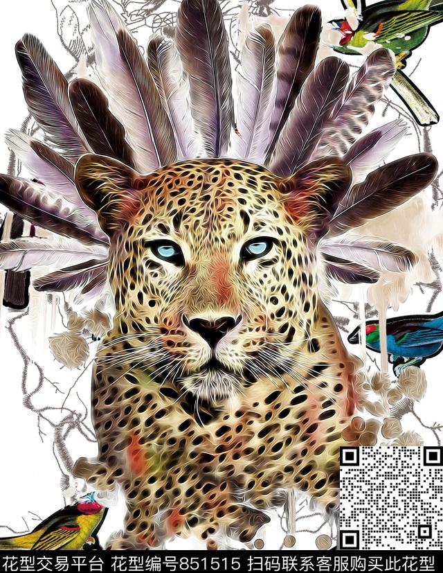 豹子羽毛动物数码印花华亿平台下载（图片编号: 851515） - 瓦栏（Walan）