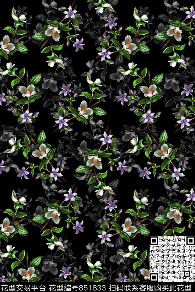 碎花花卉女装数码印花华亿平台下载（图片编号: 851833） - 瓦栏（Walan）