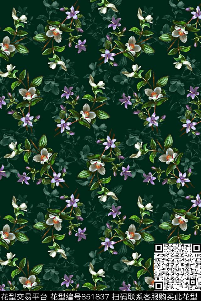 碎花花卉女装数码印花华亿平台下载（图片编号: 851837） - 瓦栏（Walan）