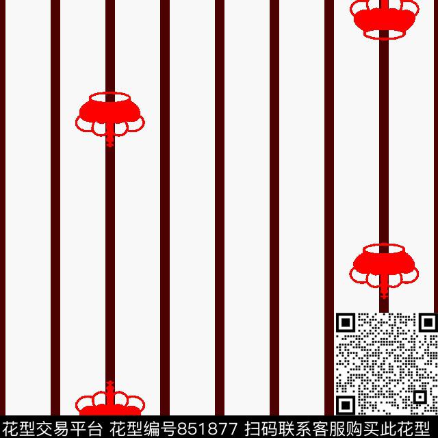 竖条欧式花卉宽条传统印花华亿平台下载（图片编号: 851877） - 瓦栏（Walan）