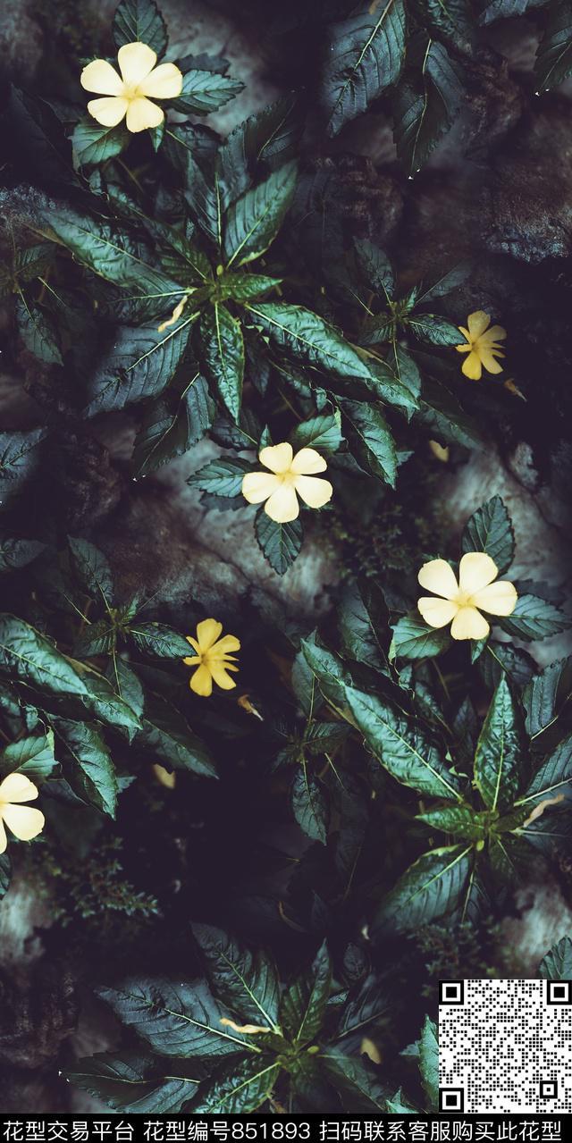 花卉树叶绿植树叶数码印花华亿平台下载（图片编号: 851893） - 瓦栏（Walan）