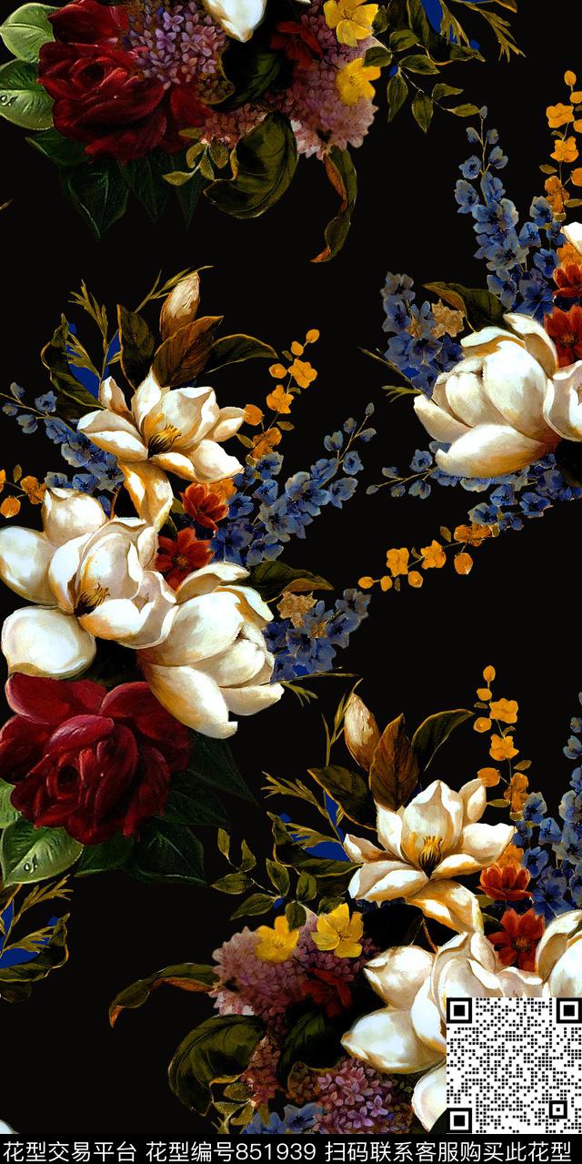 花卉花朵趣味数码印花华亿平台下载（图片编号: 851939） - 瓦栏（Walan）