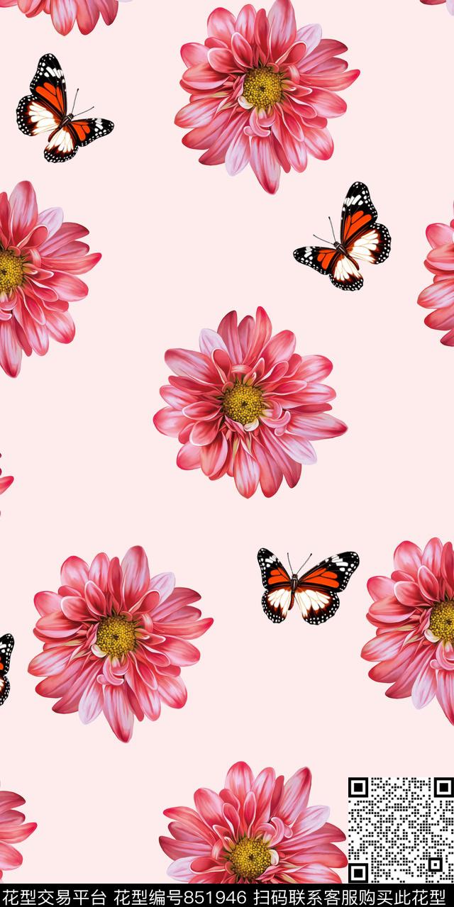 百合玉兰花花朵数码印花华亿平台下载（图片编号: 851946） - 瓦栏（Walan）