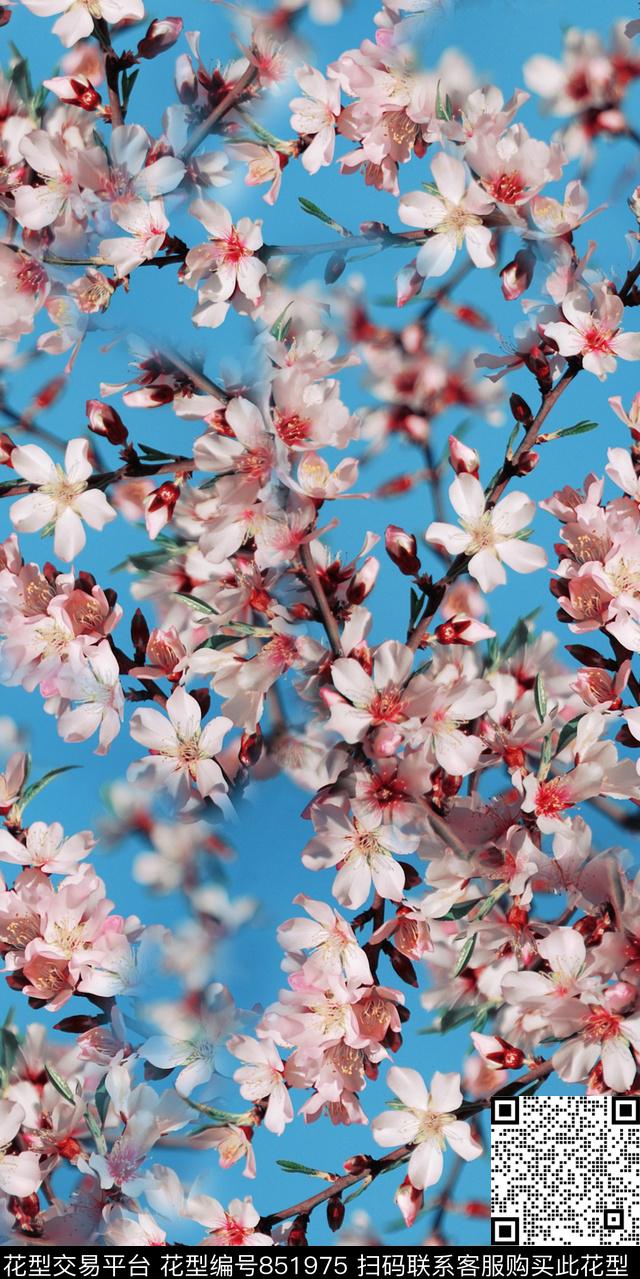 花朵花卉炫彩底纹数码印花华亿平台下载（图片编号: 851975） - 瓦栏（Walan）