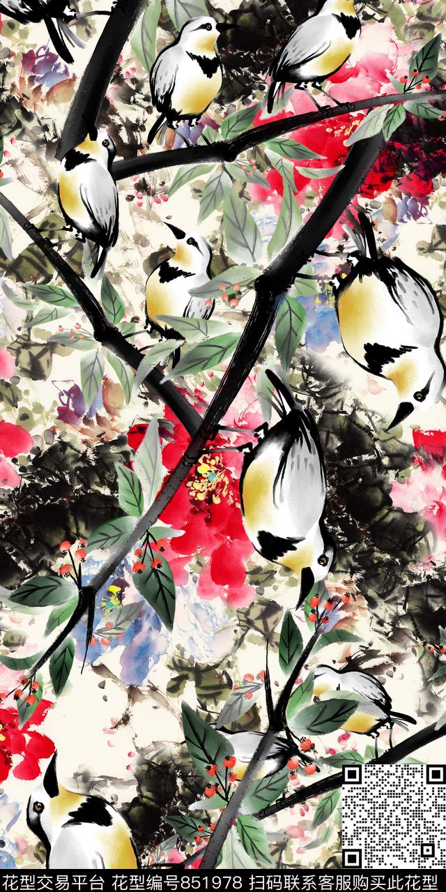 花朵花卉炫彩底纹数码印花华亿平台下载（图片编号: 851978） - 瓦栏（Walan）