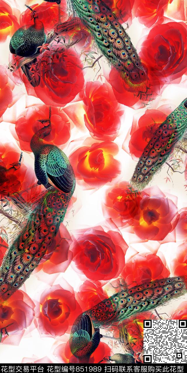 花朵花卉水彩花数码印花华亿平台下载（图片编号: 851989） - 瓦栏（Walan）
