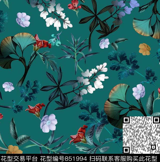 野花数码花卉小清新数码印花华亿平台下载（图片编号: 851994） - 瓦栏（Walan）