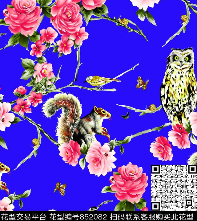 复古中国风花夲玫瑰花数码印花华亿平台下载（图片编号: 852082） - 瓦栏（Walan）