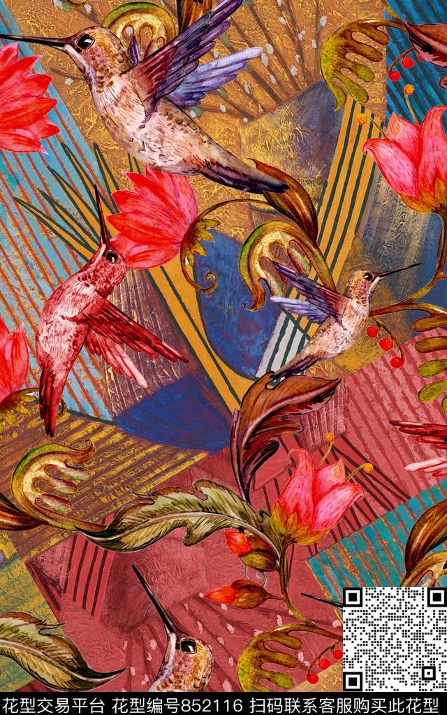 中国风民族风波西米亚数码印花华亿平台下载（图片编号: 852116） - 瓦栏（Walan）